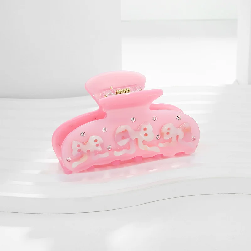

NEW 8CM Pink Bow Acetate Hair Claw Sweet Elegant Claw Clip INS Trendy Crab Hair Clip for Women Girls Hair Accessories