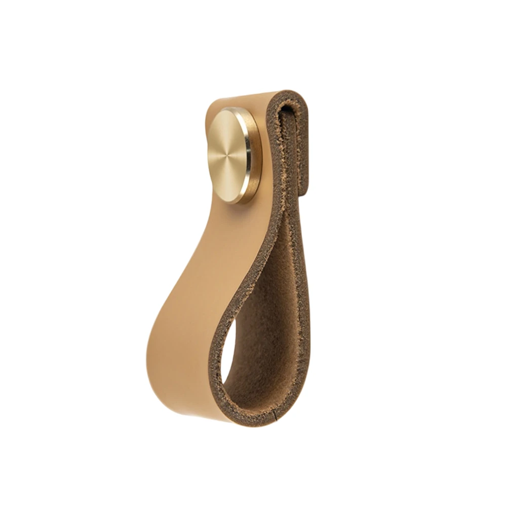 Stylish 60mm Leather Drawer Pulls Made of Full Leather with Zinc Alloy Knobs for Home For Furniture Decoration