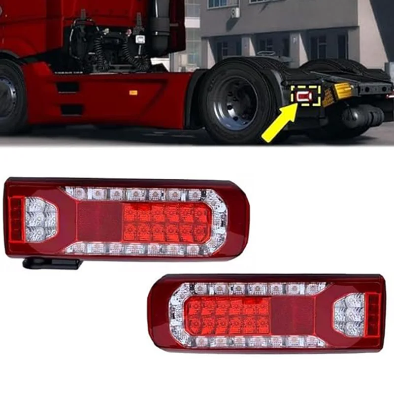 

1PC Truck LED Tail Lamp 24V Car Trailer Trucks Lorry Taillight Brake Stop Reverse Warning Lamp Turn Signal Light For Benz Truck