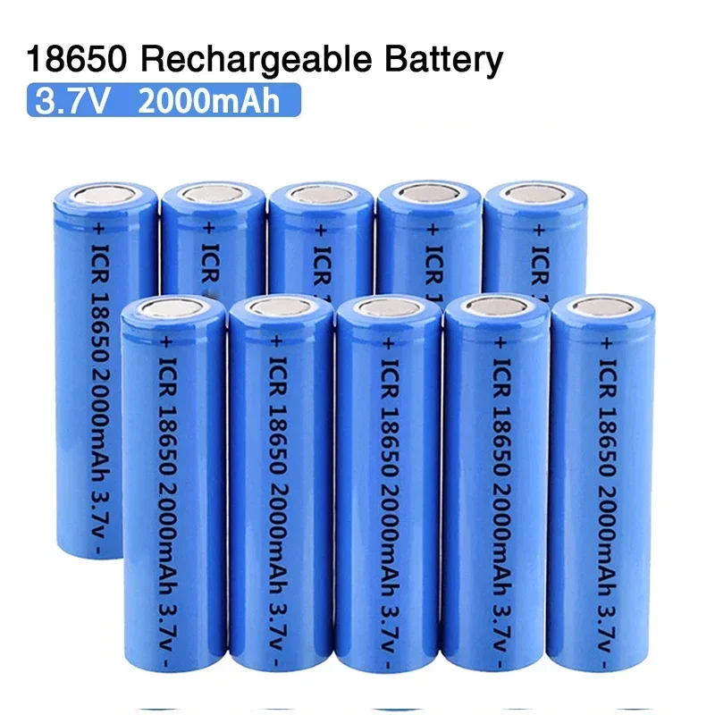 PURFIELD 18650 3,7 V 2000 mAh wiederaufladbarer Lithium-Ionen-Akku, für Taschenlampe, Laserpointer, Fernbedienung, elektronisches Spielzeug