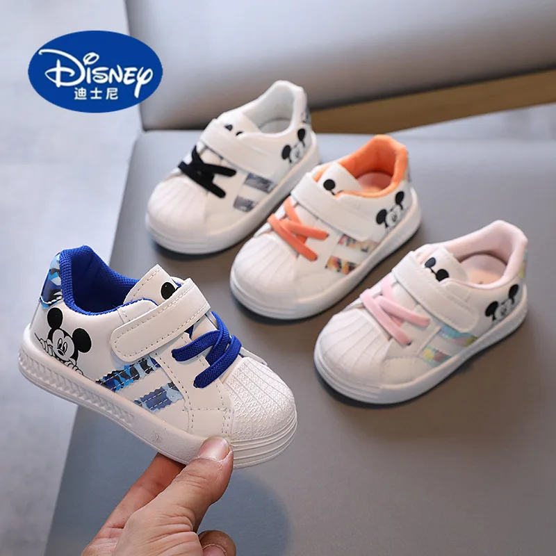 

2025 Disney Baby First Walkers - Soft Sole Sneakers for Boys & Girls, Lightweight for Toddlers, White & Colors