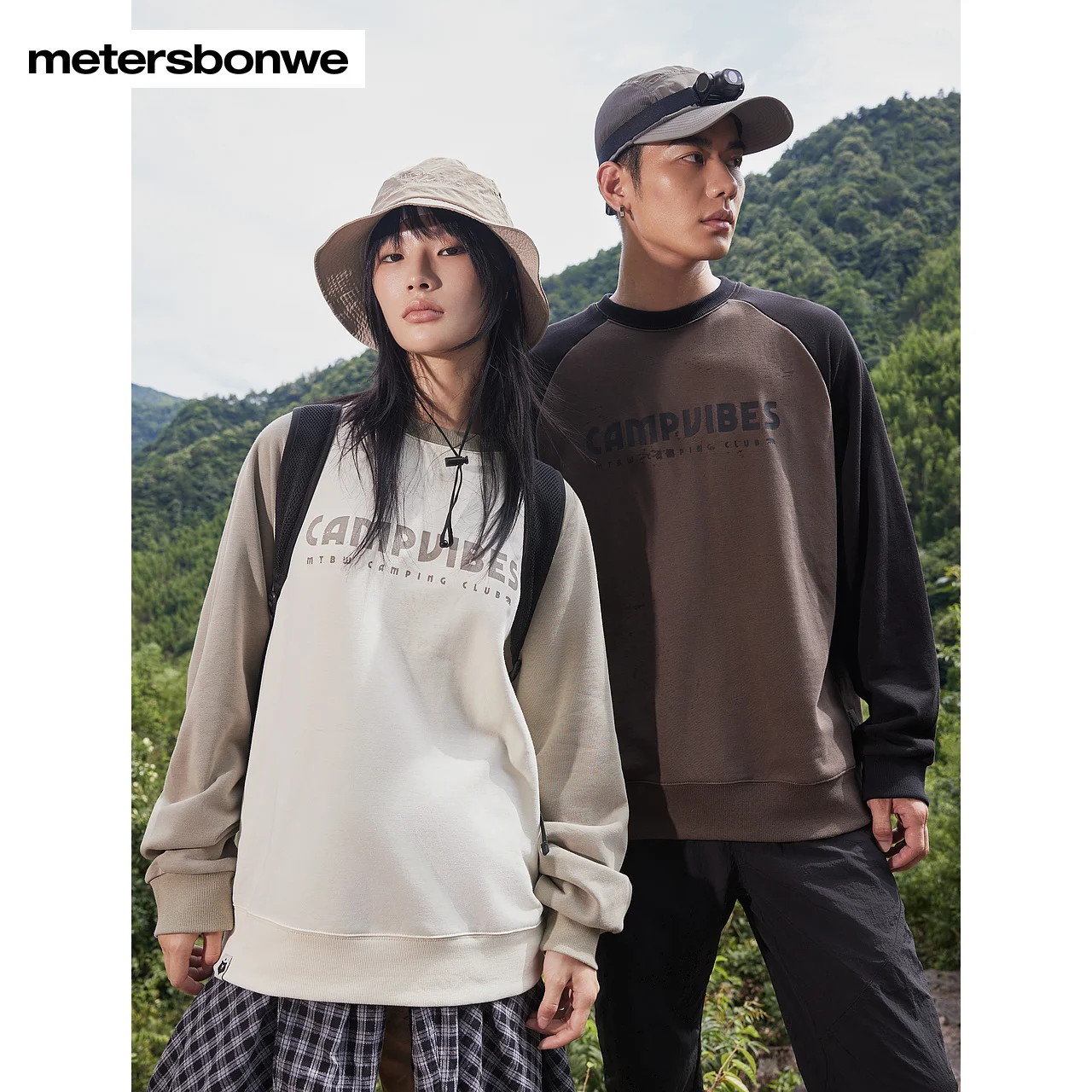 Metersbonwe-Men's And Women's Outdoor Contrasting Raglan Sleeves Knitted Pullover Round Neck Slight Drop Shoulder Jumper Academy