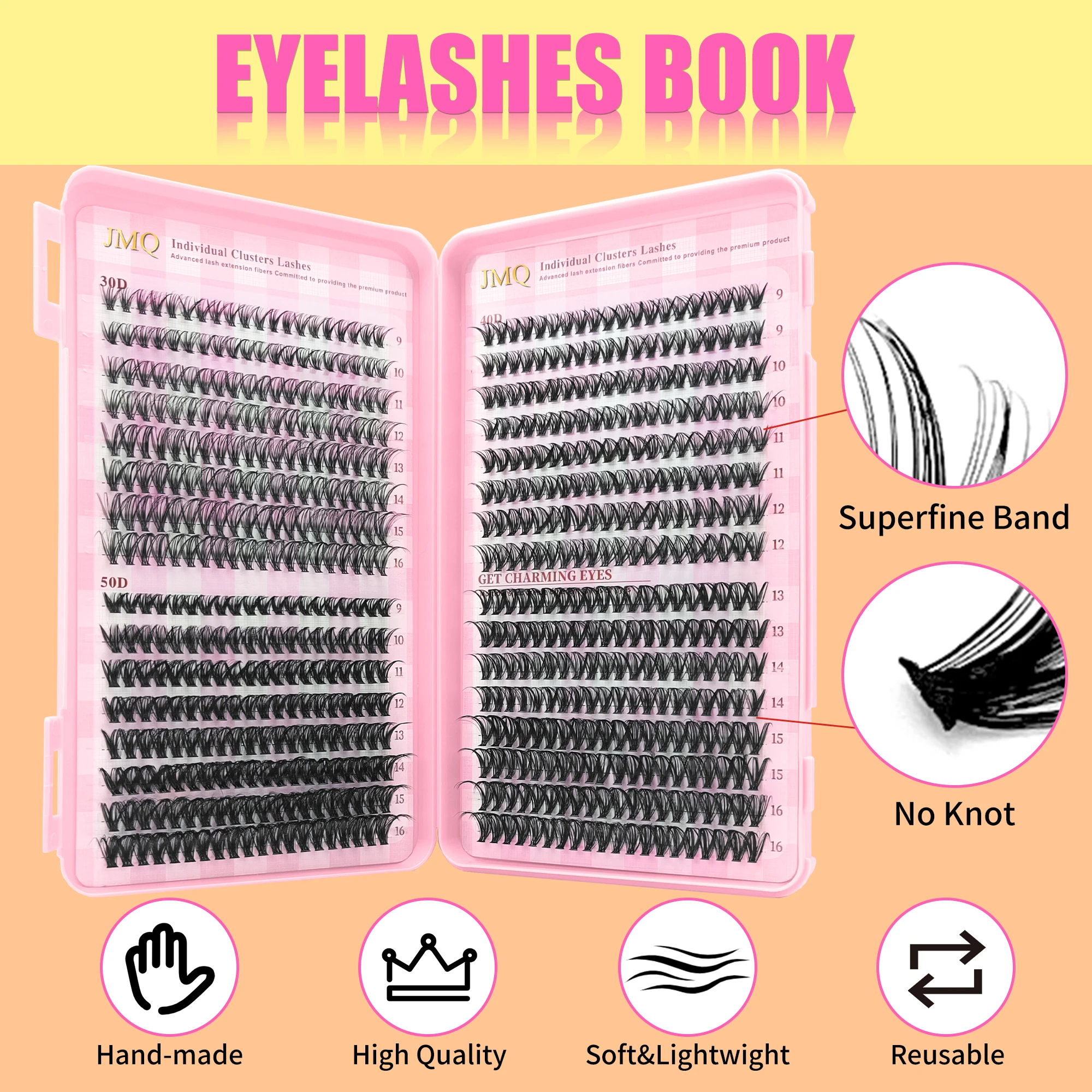 Wispy Ciglia fai-da-te Libro Cluster soffici Estensioni delle ciglia Ventole di volume Ciglia individuali fai-da-te all'ingrosso