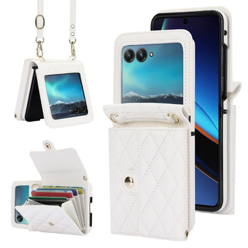 

Чехол-кошелек с ремешком через плечо для Motorola Moto Razr 60, держатель для карт, RFID-кошелек, противоударный чехол для сумки