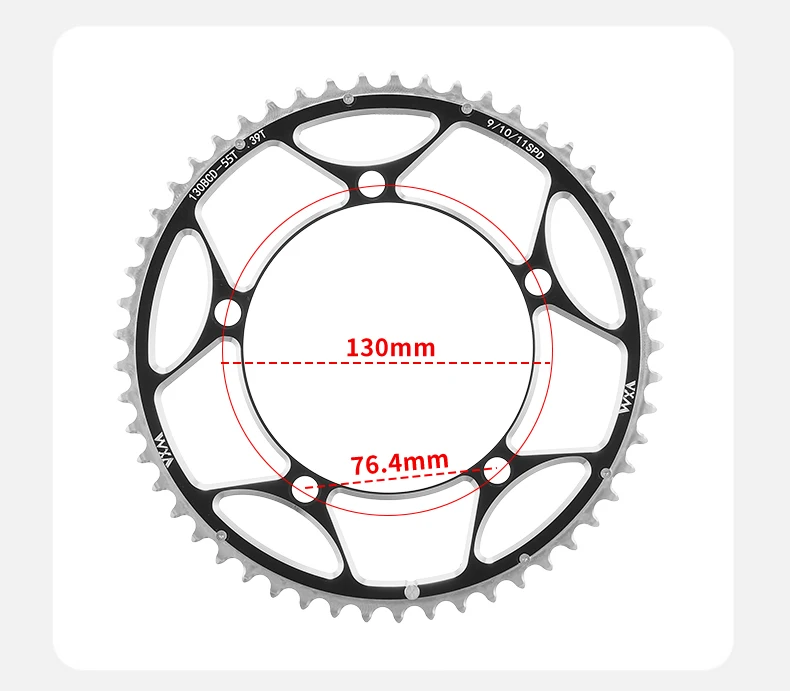 VXM Bicycle Double Chainring 130BCD 39T 53T 42T 55T 46T 56T Road Bike Crankset Riding Disc Aluminum Chainwheel Folding Bike Disc