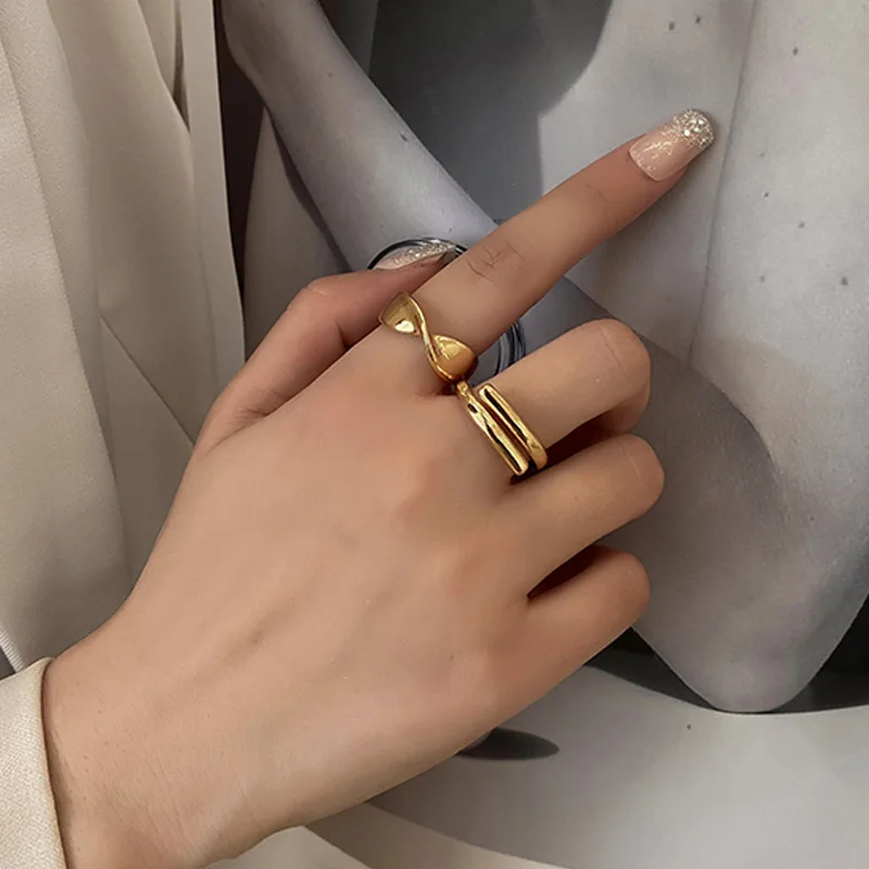 

925 Stamp Silver Gold Color Geometry Twist Ring for Women Girl Retro Round Couple Fashion Jewelry Party Gift Dropshipping