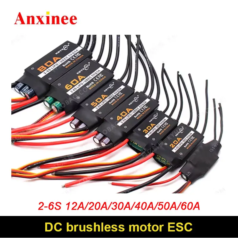 2-6S 12 20 30 40 50 60A Air-modeling ESC Brushless Motor Drive Speed Controller Bidirectional Self Starting Electric Regulation