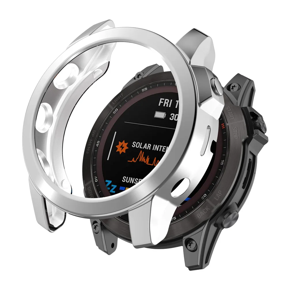 For Garmin fenix 7 7X 7S Sapphire Solar Plating TPU Case Soft Protector Cover Bumper Watch Frame Shockproof Protective Shell