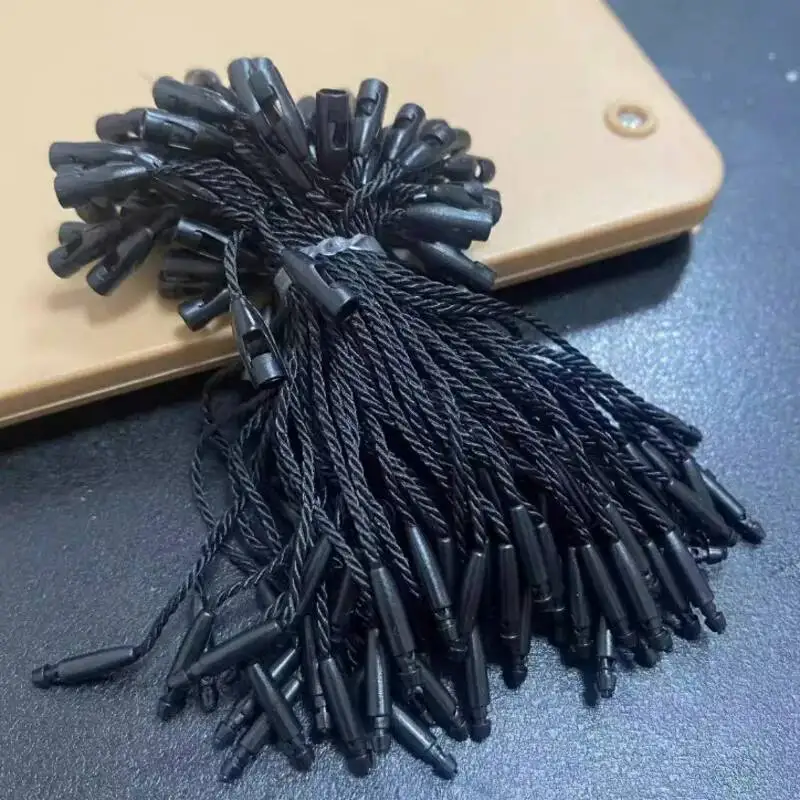 8CM 1000 Stück/Los Kleine Schnappverschluss-Steckverschlüsse 8 cm Etikettenschnüre Weiß/Beige/Schwarz/Grün Hang-Tag-Seil Polyester-Schnur – Detail 4
