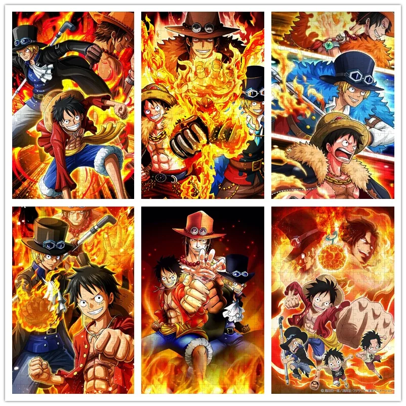 One Piece Jigsaw Puzzles Luffy Mugiwara Straw Hat Yonko Kaido Zoro Wooden Puzzles for Adults Stress Relief Toys