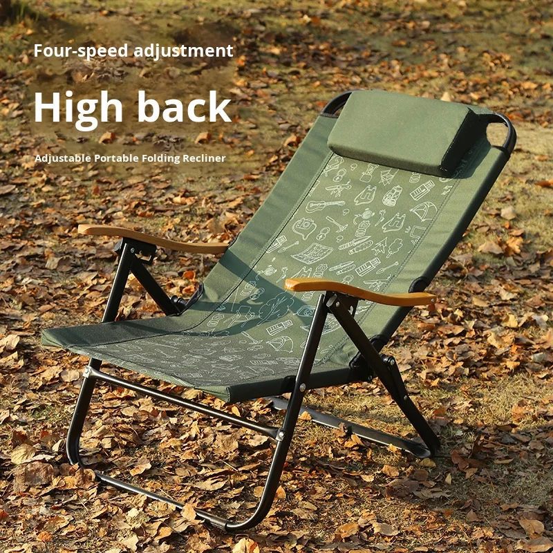 Portable Dual-Purpose Folding Backrest Chair for Outdoor Camping Fishing Beach Use Durable Iron Metal Material