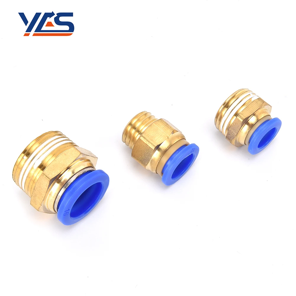 PC Type Straight Through Plug In Pneumatic Fittings Male Thread Valve Quick Connect Pipe Pneumatic Fittings