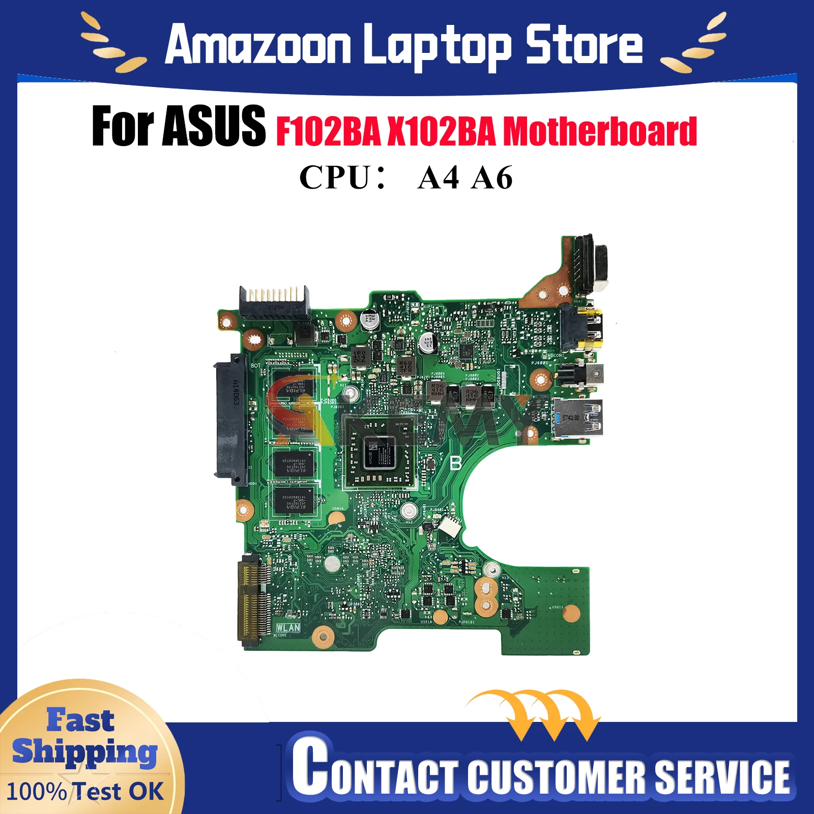 

X102BA Laptop Motherboard For ASUS VivoBook X102B F102BA X102BA Notebook Mainboard With A4 A6 CPU 100% tests OK fast shipping