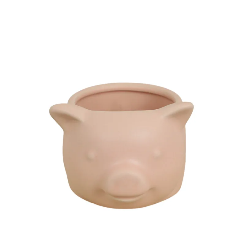Modern Simple and Creative Ceramic Piglet Figurines Creative Makeup Brushes Storage Cylinders Desktop Home Decorations
