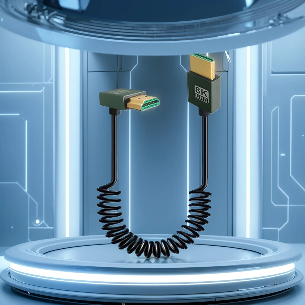 8K Ultra HD HDMI-совместимый с HDMI-совместимый спиральный кабель 48 Гбит/с штекер-штекер 8K @ 60 Гц 4K @ 120 Гц для камеры/видеокамеры/ПК/монитора