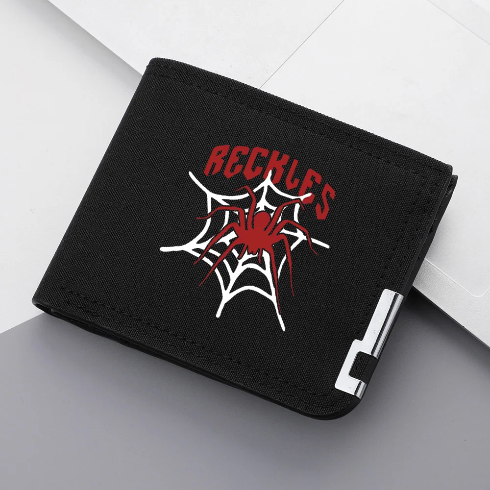 

1Pcs Spider Printed Canvas Material Men's Short Wallet Multi Functional Zipper Coin Wallet and Credit Cardholder