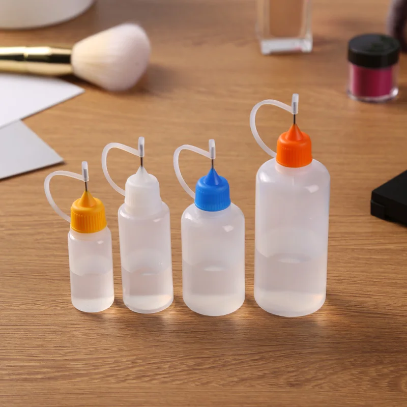 5pcs/set 10/20/30/60ml Needle Tip Bottles Plastic Squeeze Empty Applicator Bottles for Liquid Paint Glue Inks Filled Storage