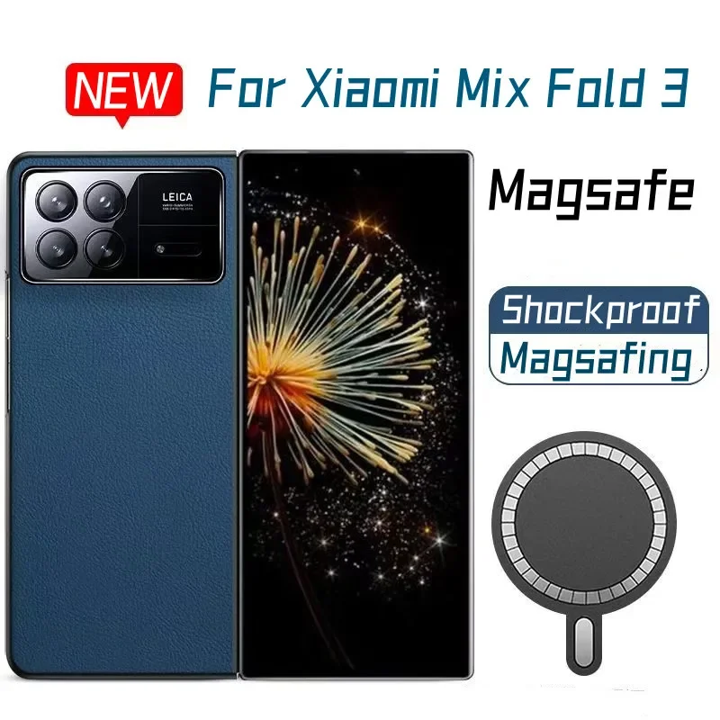 

For Xiaomi MIx Fold 3 Luxury Premium Leather Magnetic For Magsafe Wireless Charge Cover For Xiaomi Mix Fold 3 2 Armor Back Cover