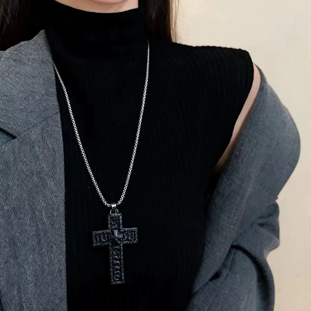 New Design with Secret Compartment Cross Pendant 3D Printed Openable Chain Pendant Stainless Steel Vintage Charm Jewelry