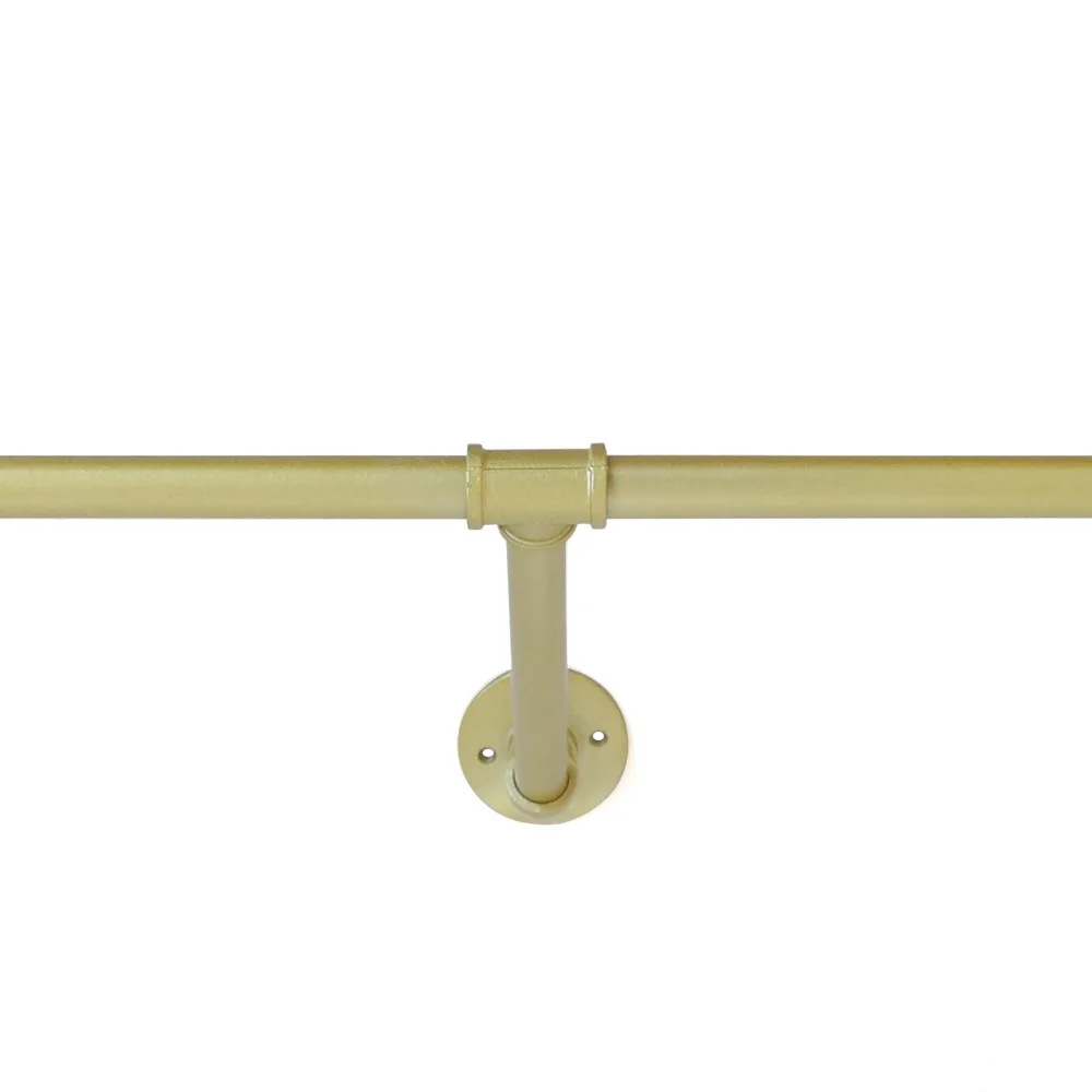 Gold Iron Industrial Pipe Wall Mounted Clothing Rack Wedding Dress Bridal Garment Rack Stand Retail Display Closet Organization