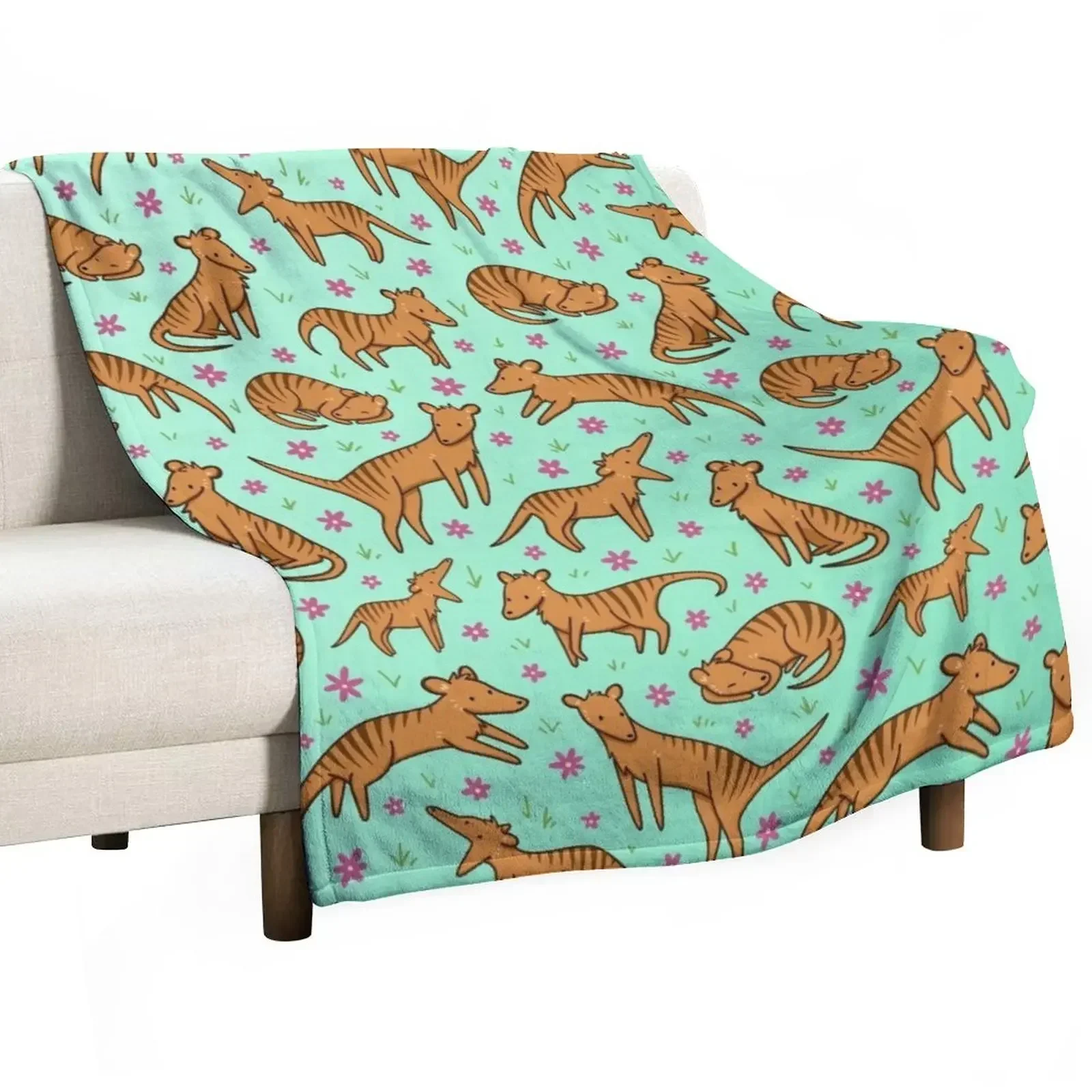 

Thylacine Pattern Throw Blanket Bed Fashionable Blankets For Sofas Thins Blankets