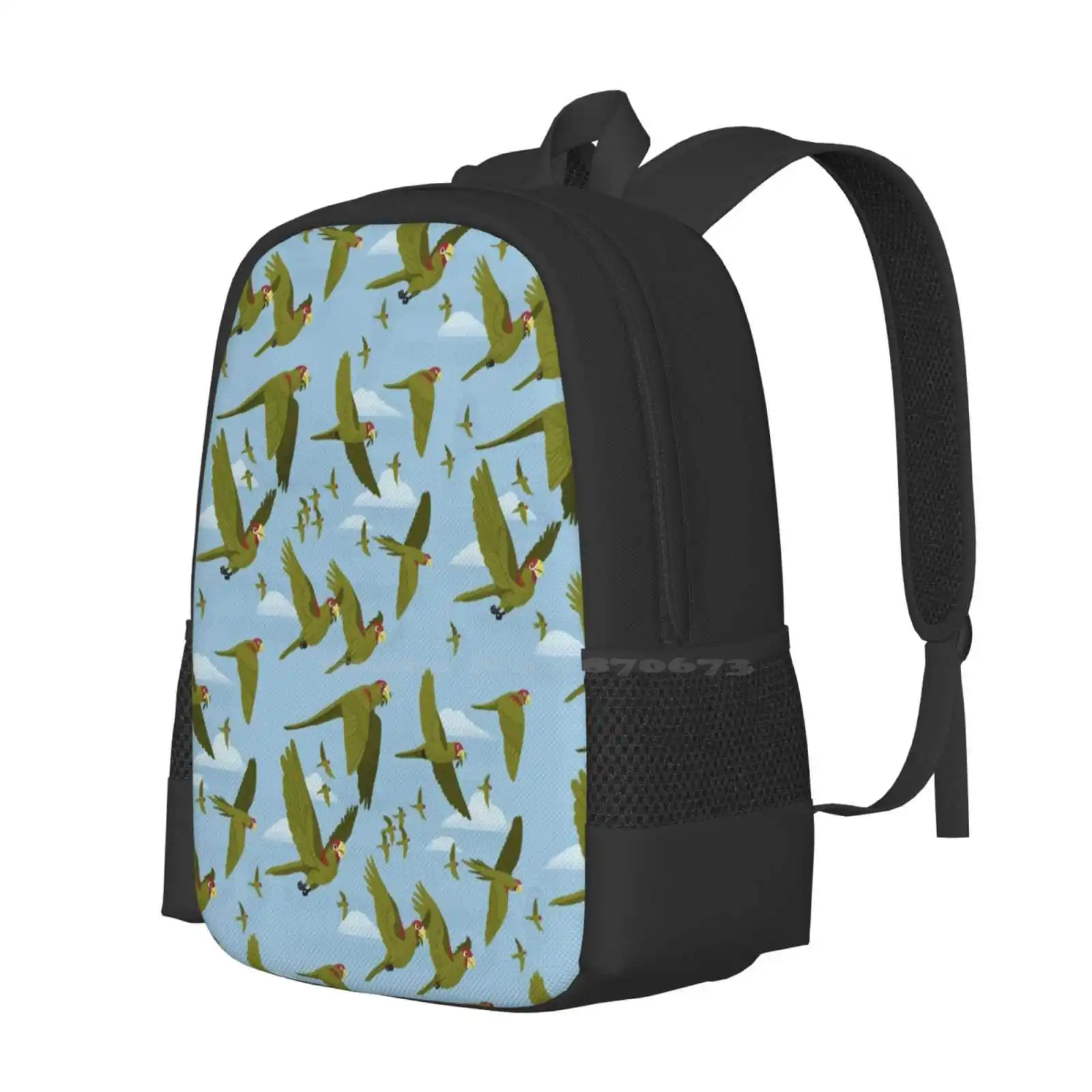 Parakeet Migration Hot Sale Schoolbag Backpack Fashion Bags Parakeet Parrot Bird Nature Tropical Cute San Fracisco Pretty