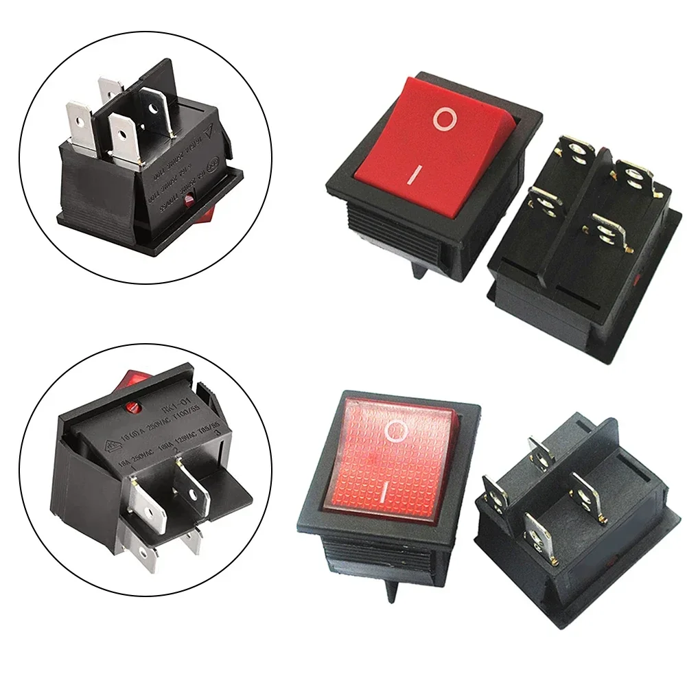 KCD4 Boat Shaped Switch High-Power Power Button 4-Pin Red Light 31 * 25MM 16A Boat-shaped Rocker Power Button