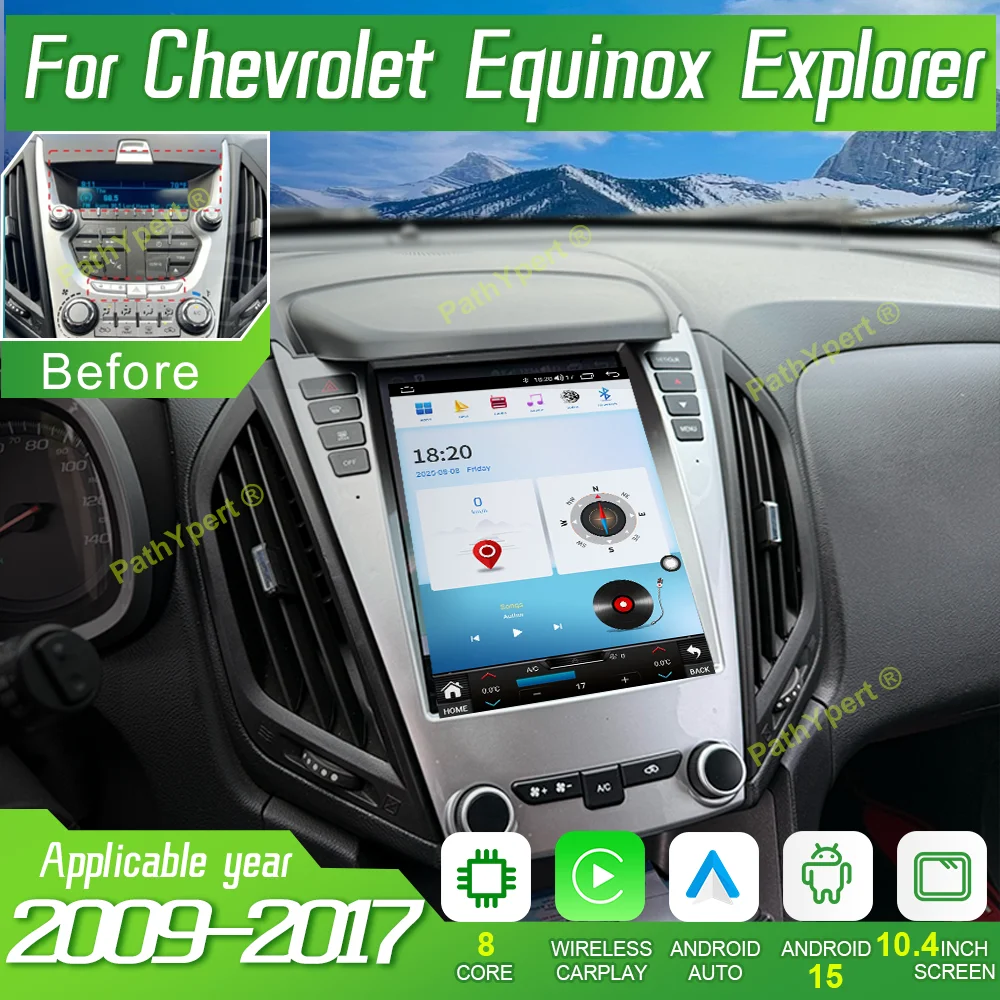 

10.4"Android 15 For Chevrolet Equinox Explorer 2009-2017 Multimedia Player Car Radio Head Unit GPS Navigation Bluetooth CarPlay