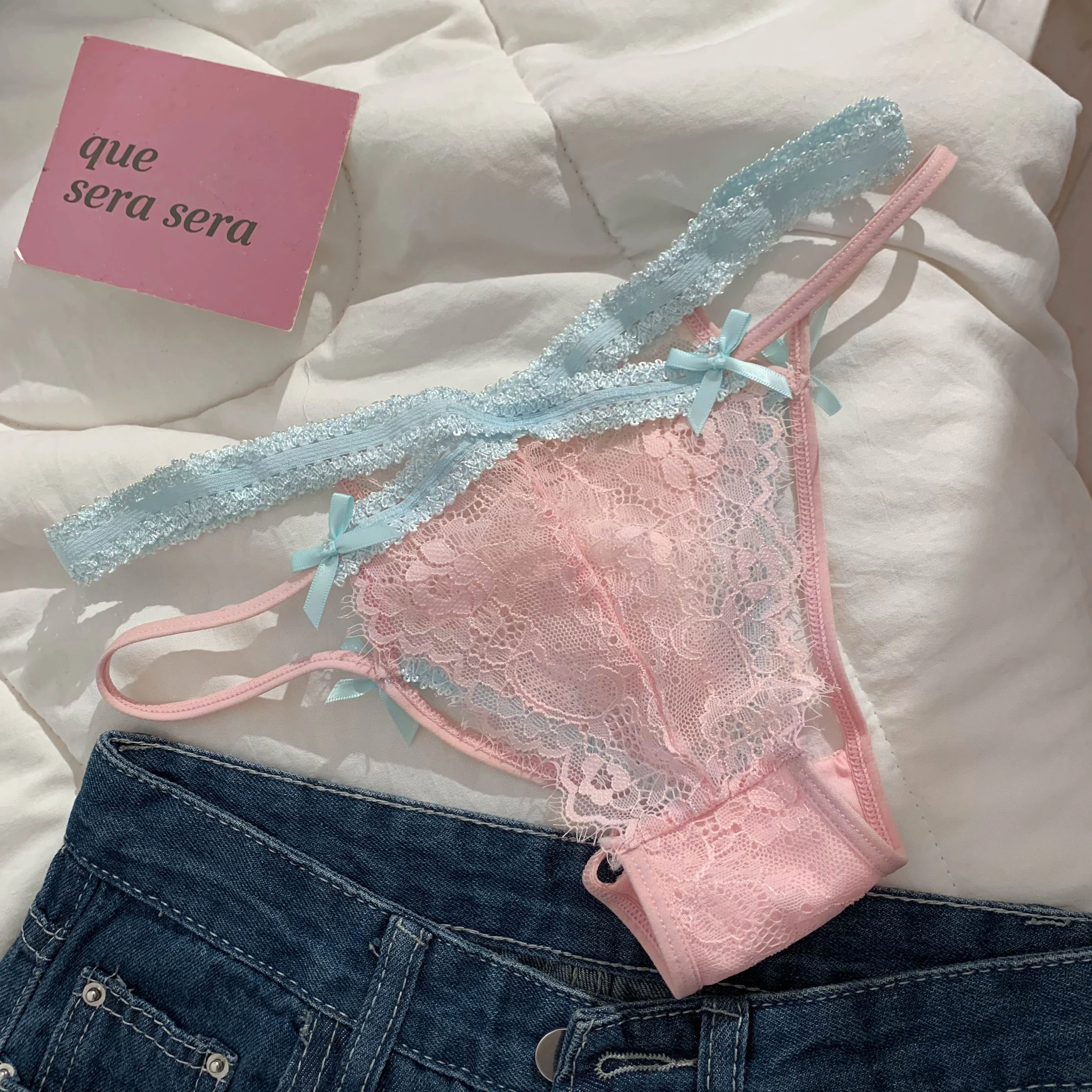 Damskie seksowne koronkowe cienkie oddychające majtki wysokie rozcięcie bielizna w stylu Pure Desire dla kobiet 2024 nowe figi Lolita