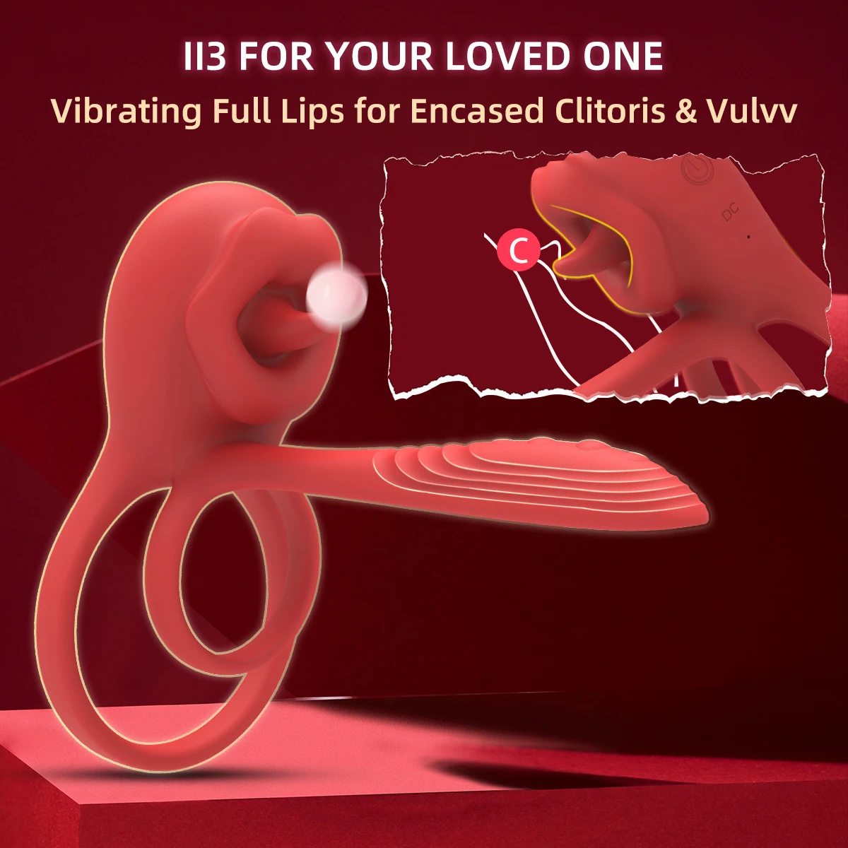 APP Control Cock Ring Vibrator Male Ejaculation Delay Vibrating Tongue Licking Penis Ring Clitoris Stimulator Sex Toy for Couple view 3