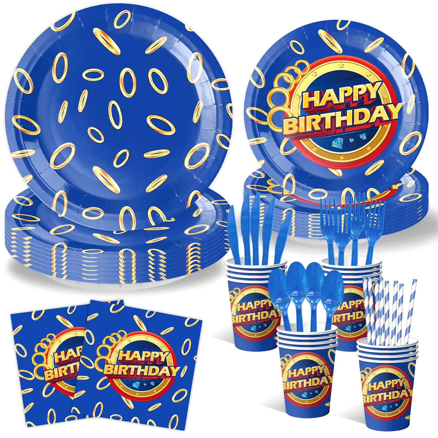 زينة حفلات أعياد الميلاد للأولاد والبنات من سونيك، وديكورات حفلات الأطفال، وملصقات أدوات المائدة للاستعمال مرة واحدة، ومفارش المائدة، وقطرة خلفية. #5