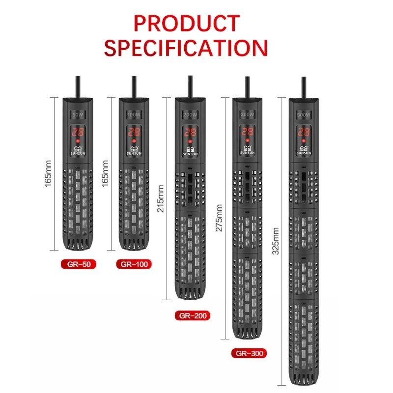 TEMP Control Fish Tank LCD Display Aquarium Heater Rod Constant Heating Rod Quartz Glass Digital Heating Rod Constant