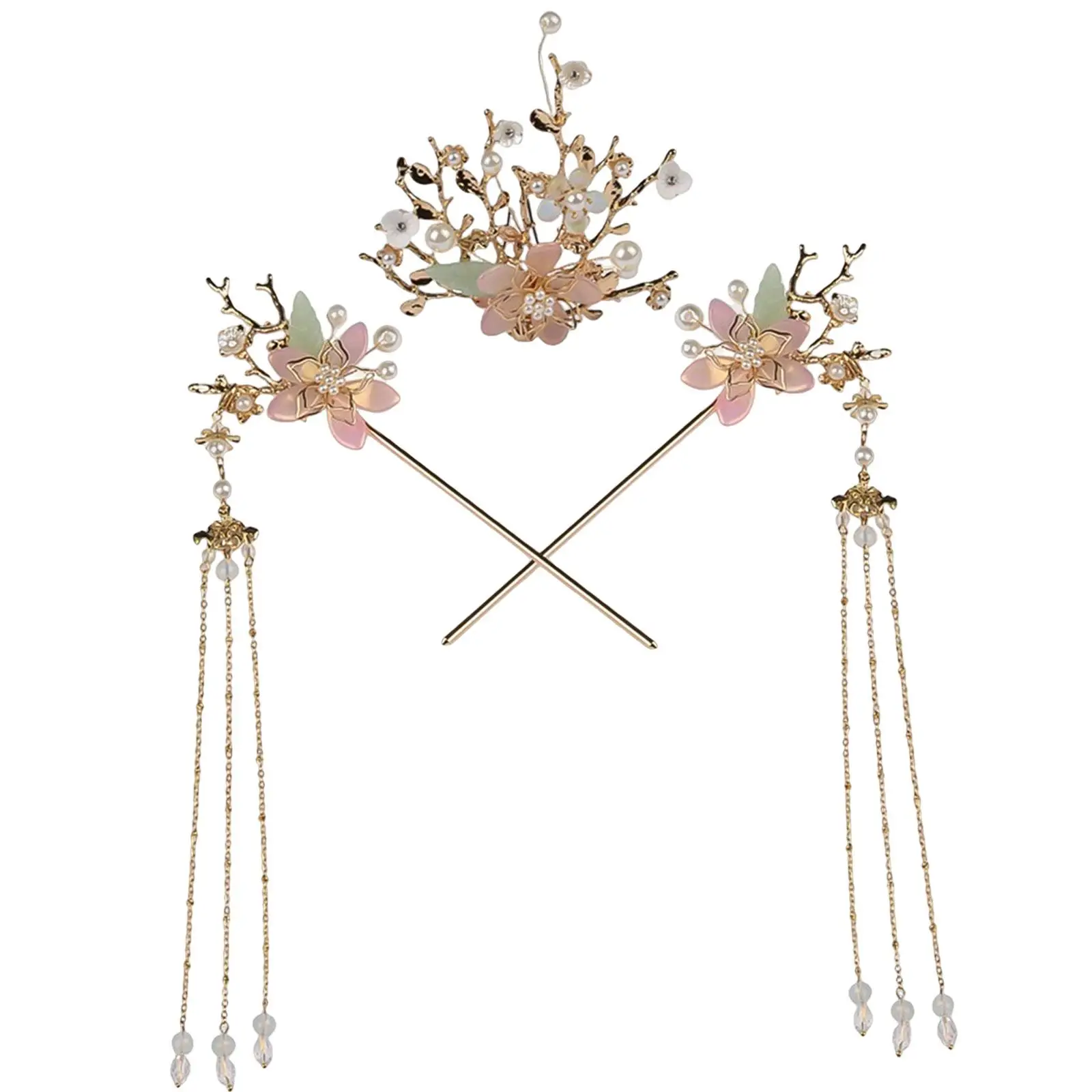 3 Pieces Chinese Hair Sticks flower Hair Pins Decoration for Buns Hairs Replacement Retro Handmade Jewelry