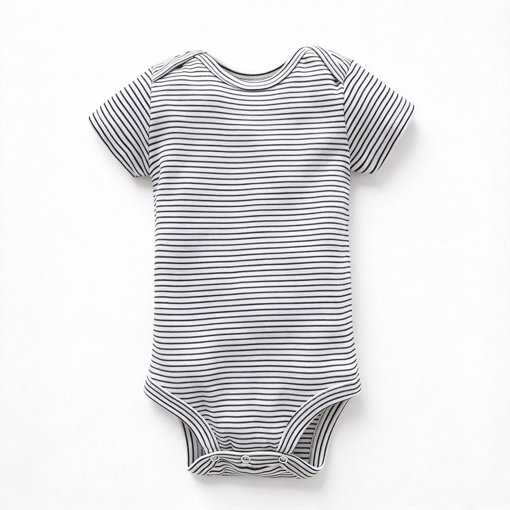 Unisex Baby Short Sleeve Bodysuit 100% Cotton Striped Round Neck Infant Romper with Crotch Snaps for 3-24M Newborn Toddler