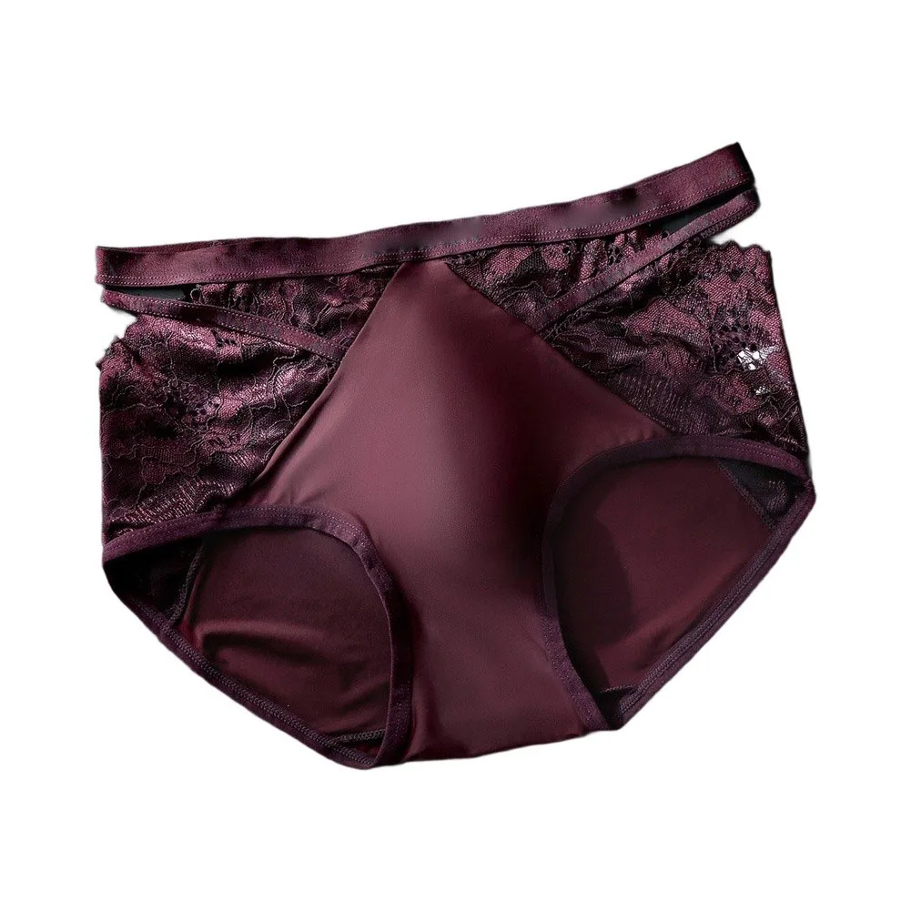 Men's Mid Rise Ice Silk Briefs Featuring Lace Trim Double Strap Design and 3D Bulge Pouch for Smooth Silhouette