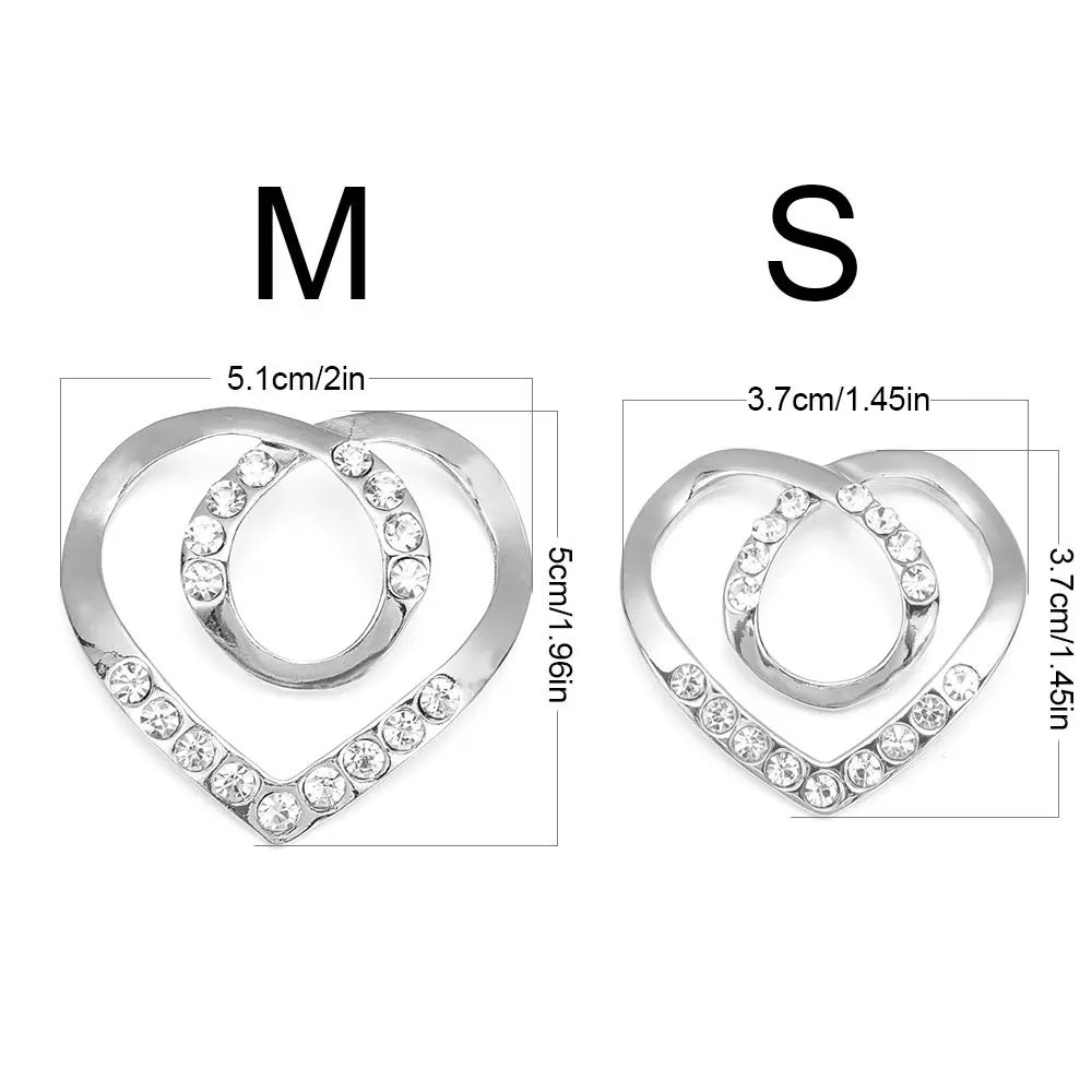 T-Shirt Clip Metal Rhinestone Buckle Heart Round Circle Scarf Ring Waist Buckle Silk Clasp Clothes Tighten Decorative Buckle