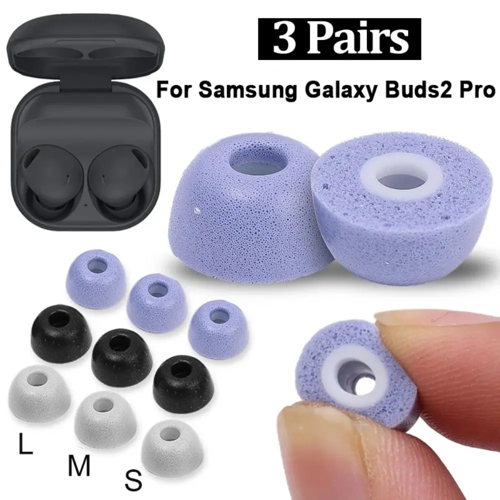 1/2/3Pairs Memory Foam Eartips For Samsung Galaxy Buds 2 Pro Anti-Slip Replacement Earbuds EarPlugs Ear Pads Caps Accessories L