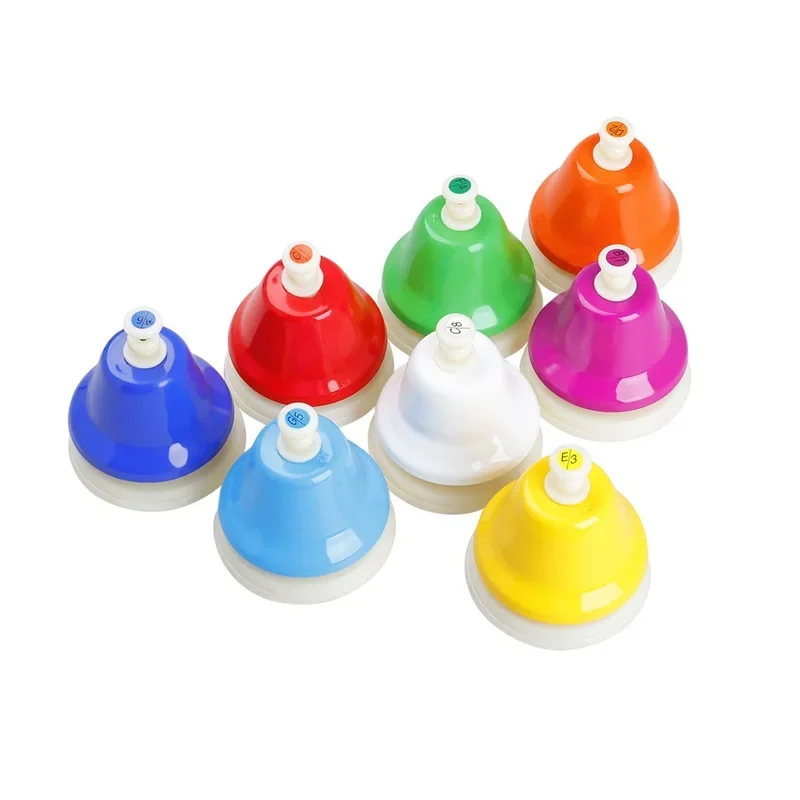 Orff Musical Percussion Instrument Set Colorful 8-Note Hand Bell Children Music Toy Eight-tone Turn Clock Baby Early Education