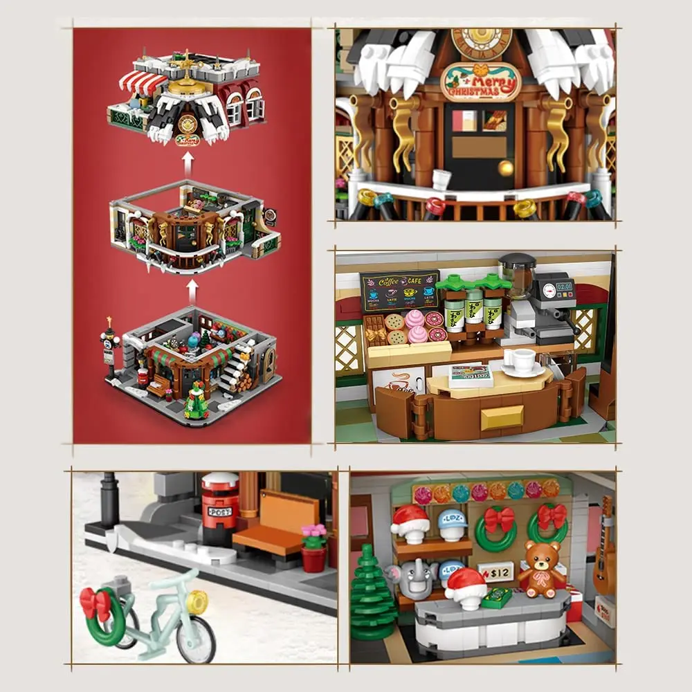 2506Pcs Creative Christmas Coffee Shop Building Blocks Kit MOC Modular House Model Building Sets Gifts for Adults Kids Boys Toys