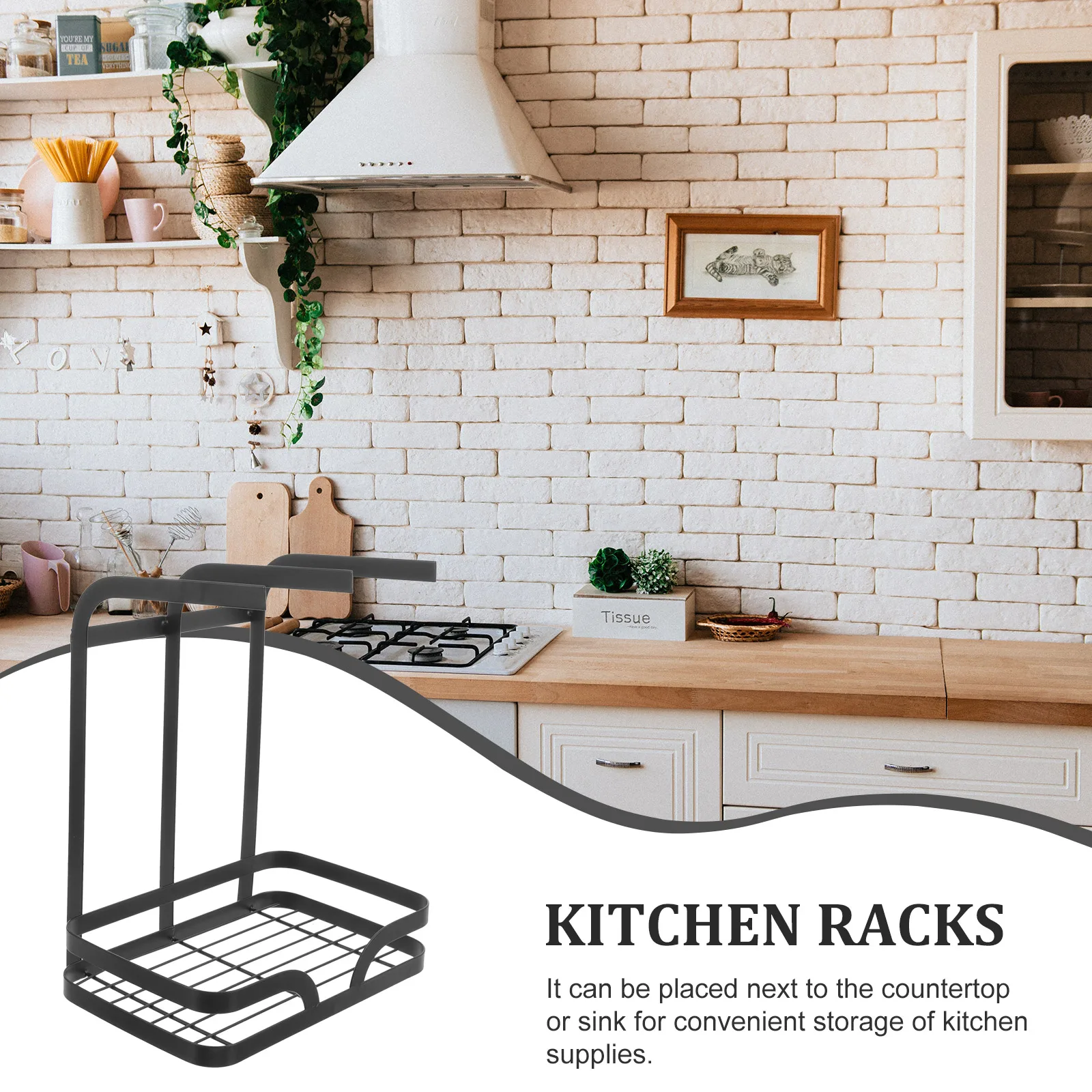 

Stainless Steel Sponge Holder Sink Countertop Kitchen Organizer Rack Dishcloth Drying Metal Rag Shelf Over Sink Black Kitchen