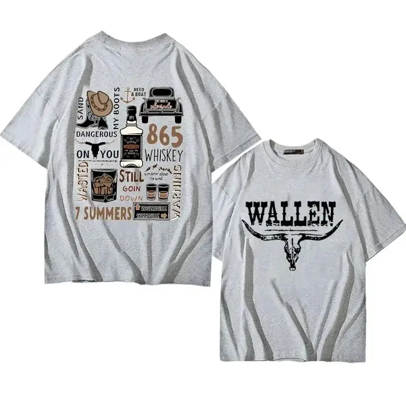 Wallen Western Country Music Cowboy Music 2024 Trend Men Women Print Cotton T Shirt Short Sleeve Tshirt Oversized T-shirts Tops