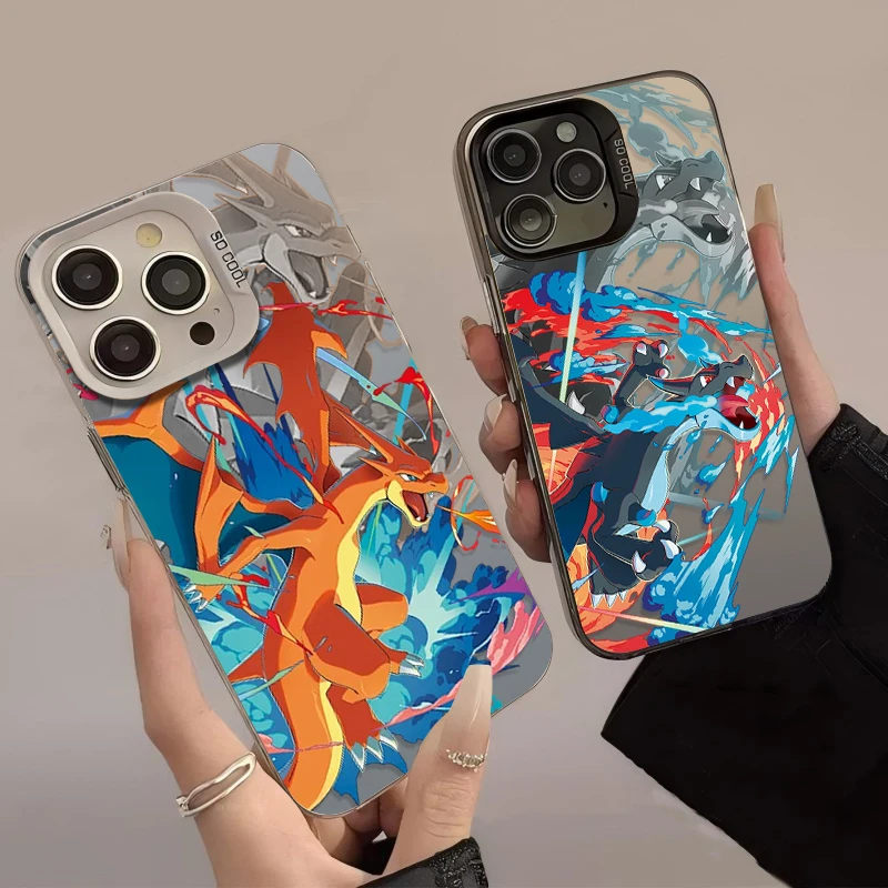 Capa de Celular Anime Cool Mega Charizard X Dark Dragon para iPhone 17e 16e 15 14 13 12 11 Pro Max Air Plus, Capa Traseira Fosca Anti-Queda
