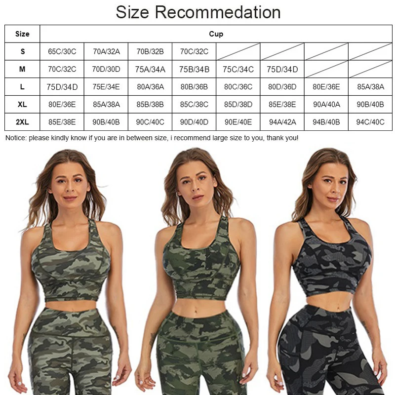 Cloud Hide Plus Size Camouflage Sports Bra Fitness Yoga Crop Top Women Exercise Underwear Sexy Gym Vest Shirt Running Sportswear