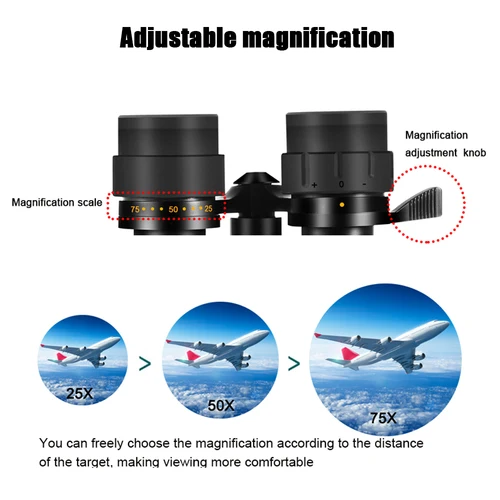 Imagen 2 del producto BORWOLF 25-75X70 ED alto aumento Zoom de largo alcance 25-75 veces telescopio de caza binoculares HD profesional Zoom Ultra claro