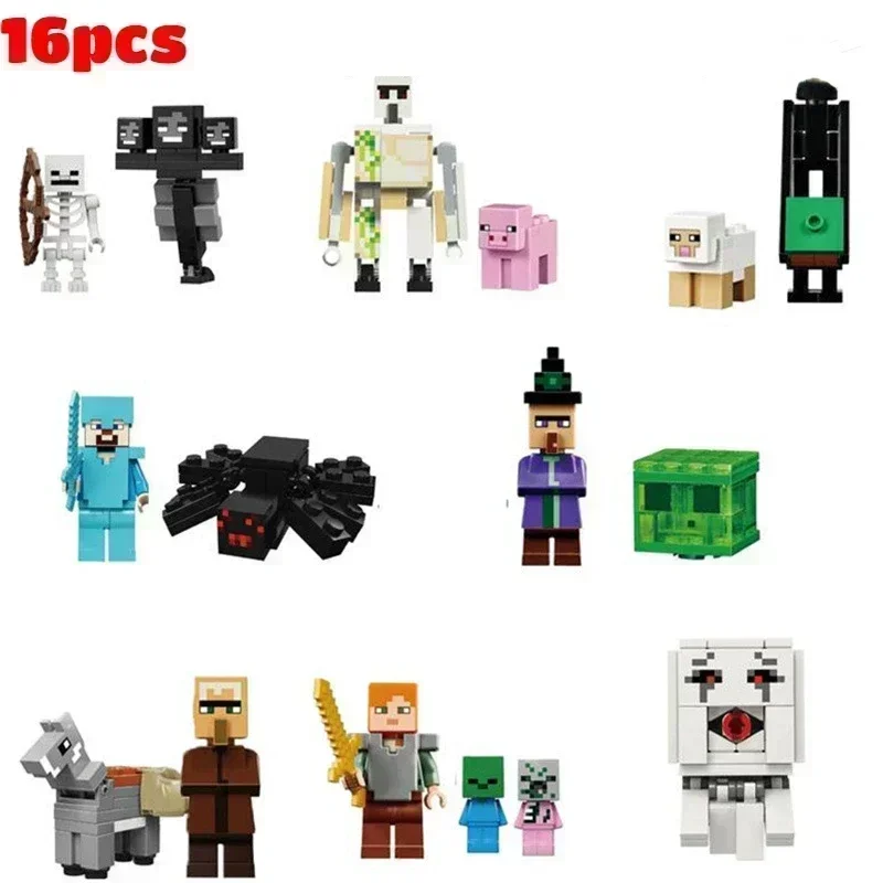 Cartoon Minecrafts Steve Characters Figures Assemble Toys Creeper Kids Toys