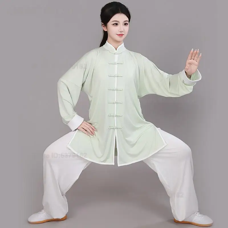 Chinese Tai Chi Suit Frog Button Wushu Training Outfit Outdoor Morning Exercise Wing Chun Shaolin Martial Arts Uniform Set