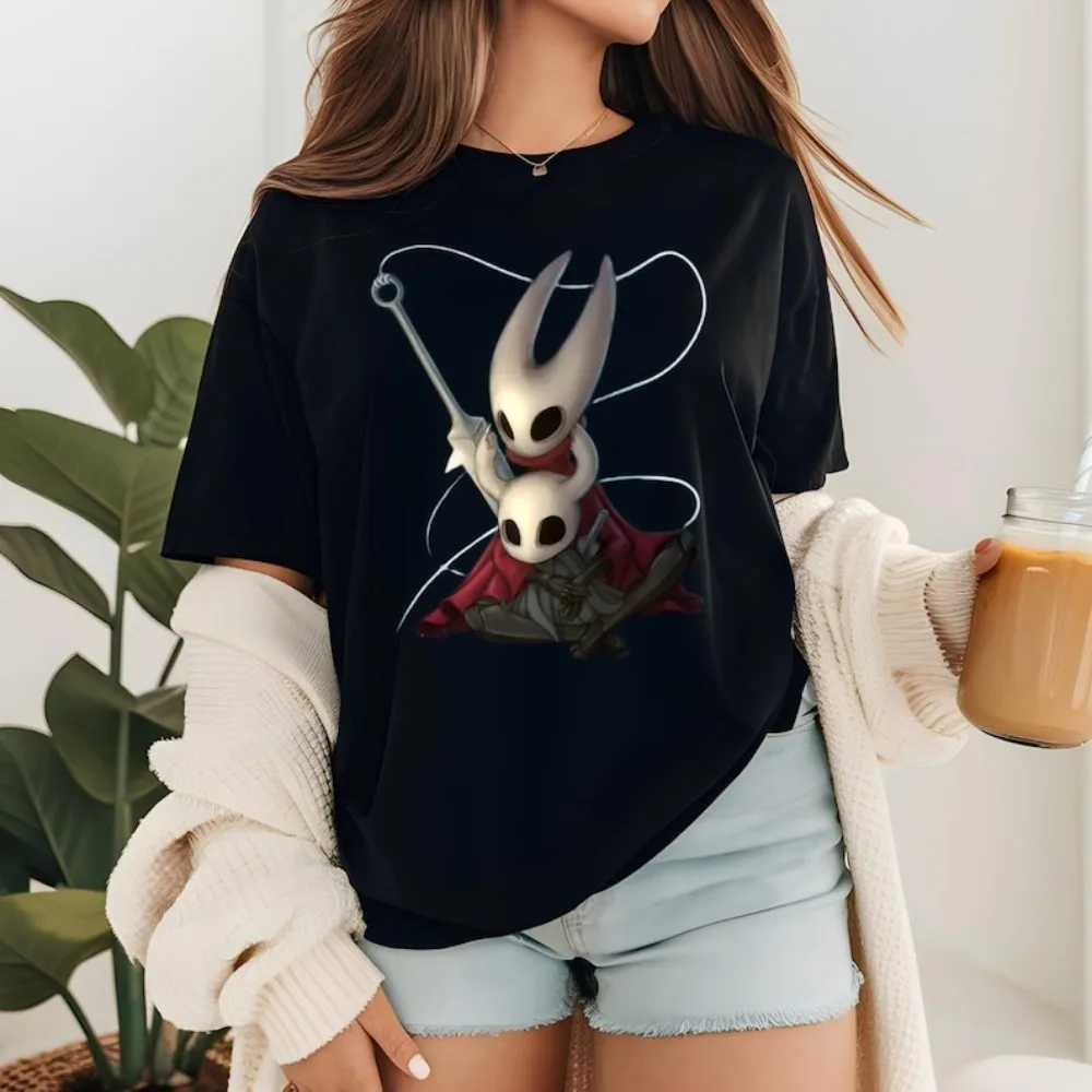

Gothic Aesthetic Gaming Tees Hollow Knight Silksong Shirt Hollow Knight Shirt Indie Game Graphic Round Neck Women Tees
