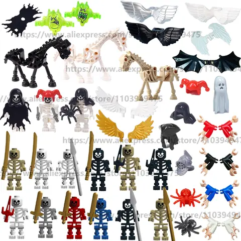 MOC Halloween Accessories Building Blocks Skeleton Soldier Knight Legion Horse Angle Golden Wings Green Evil Spirits Bricks Toys