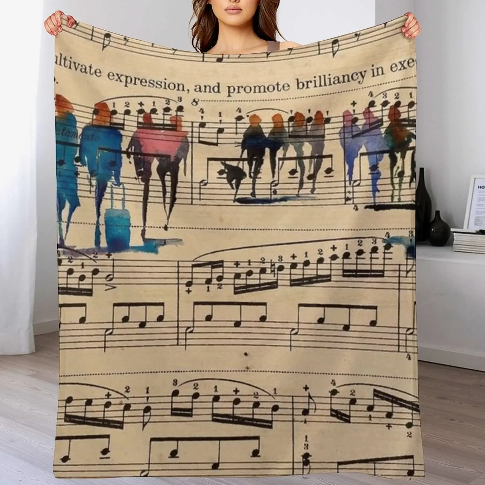

Music Sheet Painting Throw Blanket Warm Comfortable Blanket Gift for Parents Friends