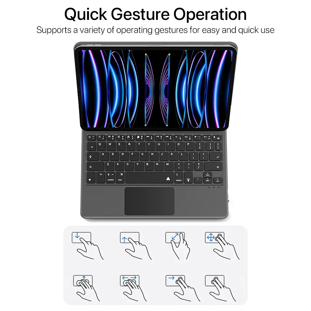 Para funda de Ipad para IPad 10th Air 4 5 11in12.9in teclado mágico inteligente retroiluminado teclado multitáctil teclado inalámbrico Bluetooth